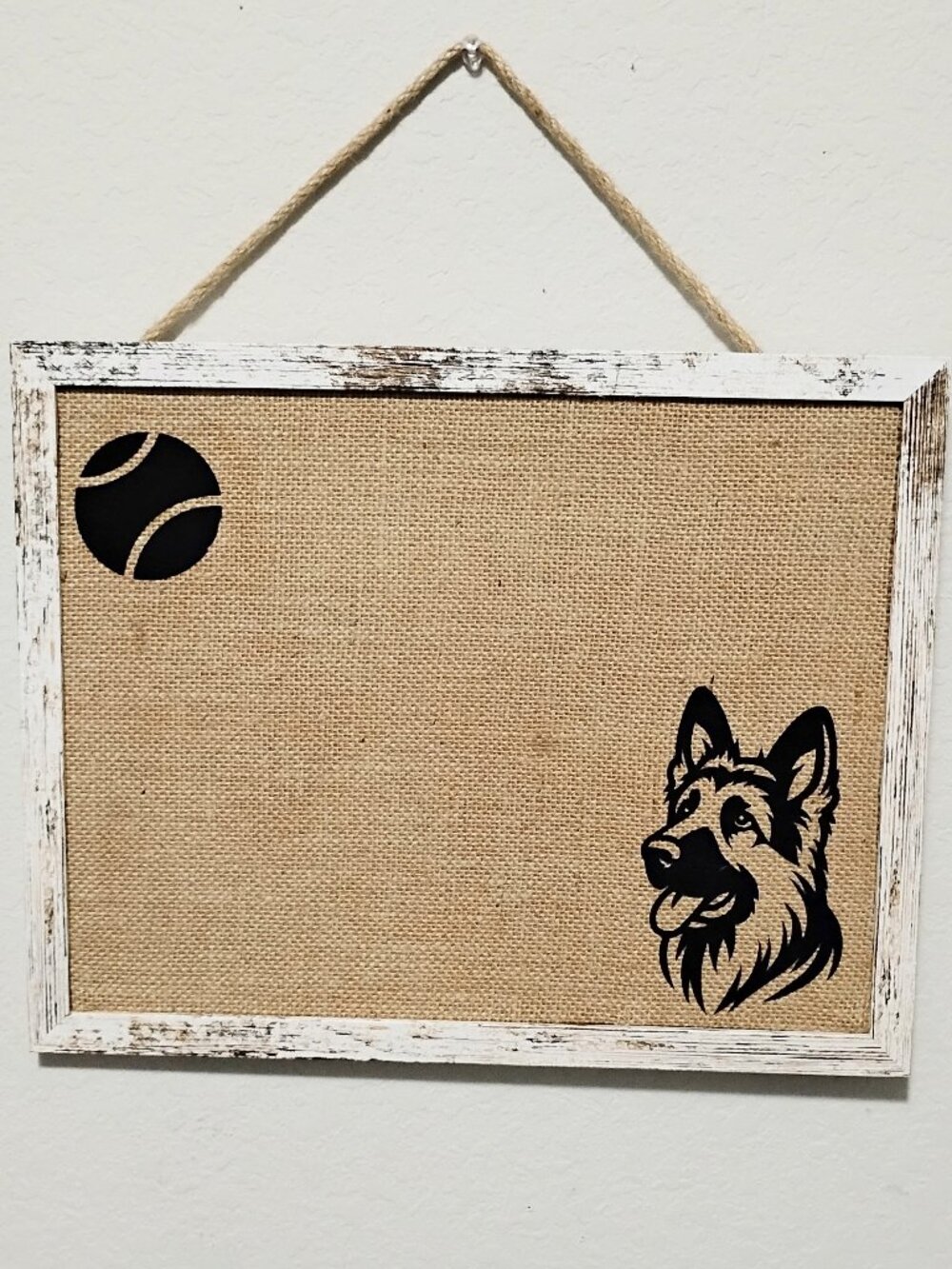 Handmade 12x15 Distressed Wood Memo Board "German Shepherd" + FREE Gift Pins